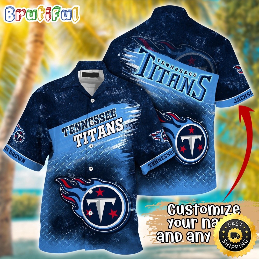 Customized Tennessee Titans Metal Pattern Aloha Hawaiian Shirt