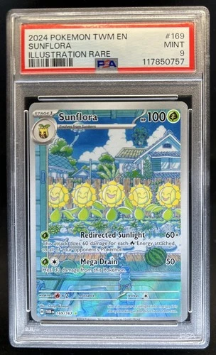 2024 Pokemon Twilight Masquerade Sunflora Illustration Rare #169/167 PSA 9