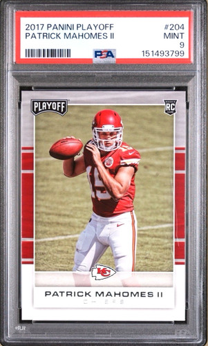 Patrick Mahomes II 2017 Panini Playoff #204 Rookie Card PSA 9