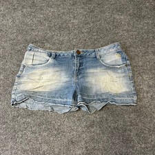 Justice Denim Shorts Girls Size 16.5 Blue Low Rise Frayed Hem Distressed Stained