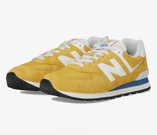 New Balance 574 Men's Casual Shoe Yellow Blue White Athletic Sneaker Trainer
