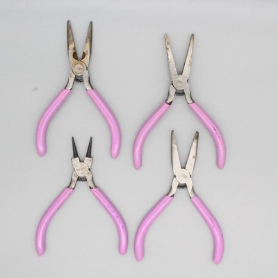Jewelry Making Pliers Set Bent Round Flat Needle Nose Tools 4pc