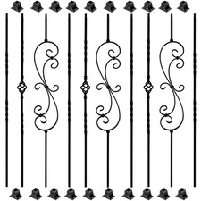 10 Pack Wrought Iron Balusters, 1/2" x 44" Balusters for Staircase Interior