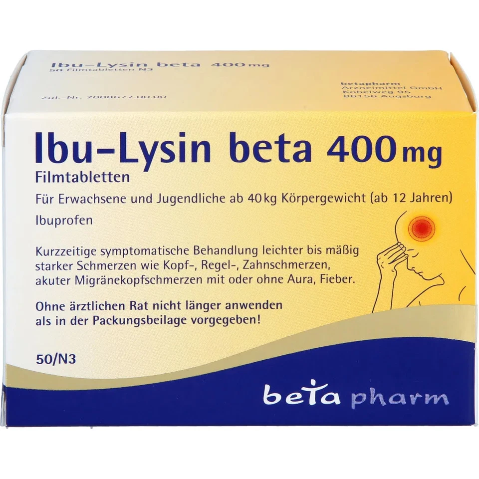 BETAPHARM ARZNEIMITTEL GMBH Ibu-lysin Beta 400 mg Filmtabletten 50St - 19101152