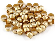 50 Pcs Brass Compression Fitting, 3/8" Tube OD Compression Sleeves Ferrules Bras