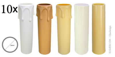6er-Set E14 Kerzenhülsen Mit Tropfen – 100mm, Weiß, Kunststoff, Innen-Ø 24mm – Für Kronleuchter & Lüster Kerzenhülse E14