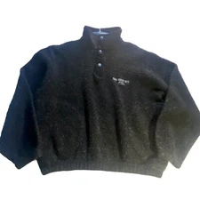 Hard Rock Cafe Quarter Button Up Jacket Pullover Sz XL Sherpa Fuzzy Outside N