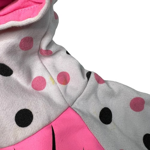 Disney Minnie Mouse Bow & Ear Hoodie Sweatshirt Polka Dot Sleeve FLAW Girls 5/6 - Picture 5 of 9