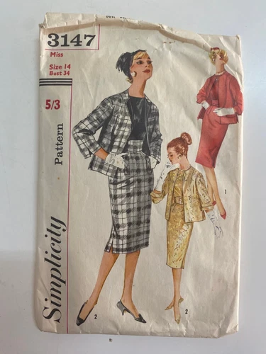 Vintage Simplicity Paper Pattern Skirt Top Jacket Size 14 Bust 87cms Cut #3147 - Picture 1 of 2