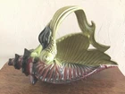 Large VTG Hull Pottery Planter Ebb Tide Conch Shell Koi Fish Gold Handled Basket