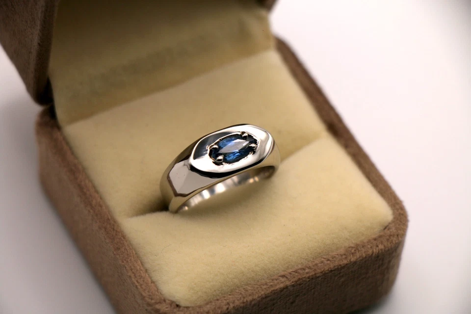 Натуральный сапфир мужской группы кольцо маркизы форме прозрачный камень 925 серебро - Изображение 3 из 4
