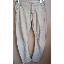 VOI Jeans Mens Linen blend Pants Tapered Leg Tan Pre-owned