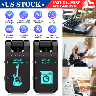 2.4GHz Wireless Guitar System Transmitter Receiver Rechargeable LED Display 40m#