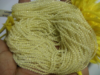 2 Strands Lemon Topaz Round Faceted Beads 2 2.5mm | 13'' Loose Gemstone Strand