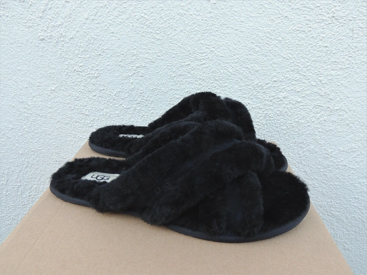 teenagere At accelerere Terapi UGG BLACK SCUFFITA FLUFFY SHEEPSKIN SLIPPERS, WOMEN US 9/ EUR 40 ~NEW | eBay