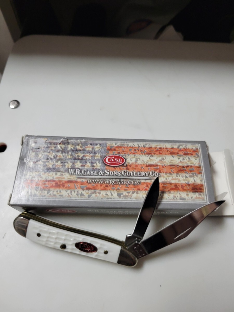 Case Standard Jig White Synthetic Peanut Pocket Knife White/Silver