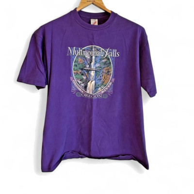 VTG JERZEES 1995 MULTNOMAH FALLS OREGON COLUMBIA RIVER T-SHIRT XL NATURE ART EUC