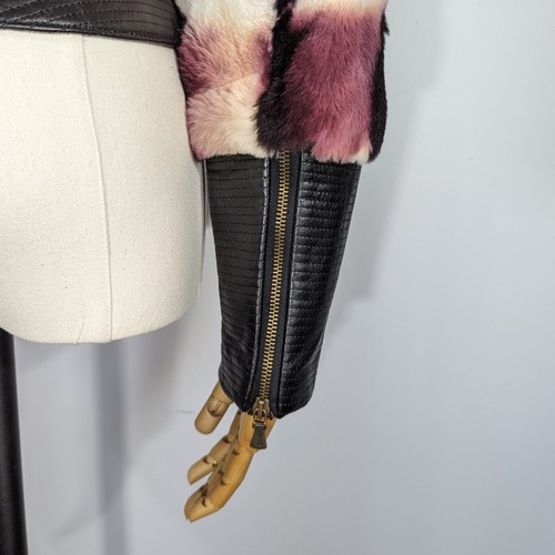 Giacca donna VERSACE Jeans Couture pelle pelliccia di coniglio Made in Italy - Foto 11 di 24