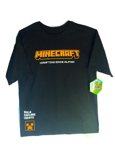 Mindcraft Boys Black T-Shirt Tee Shirt Youth Kids Gamer Top Gift New - Picture 2 of 8