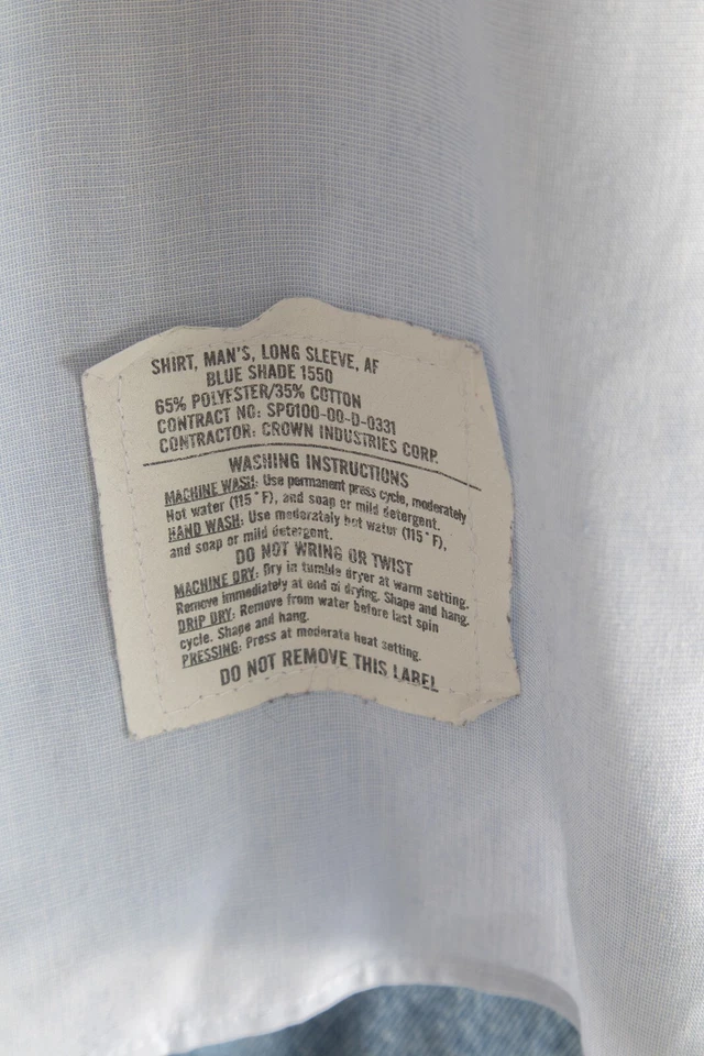 Camisa Uniforme De Colección USAF Para Hombre Manga Larga Talla 15.5 DSCP Wings Collection Foto 4 de 4