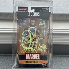 SIGNED/CHISELED BY ROB LIEFELD - MARVEL LEGENDS CABLE FIGURE W/ DEADPOOL REMARK.