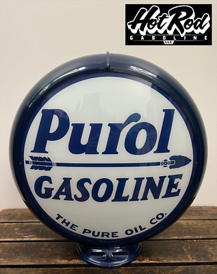 #ad PUROL GASOLINE Reproduction 13.5quot; Gas Pump Globe Dark Blue Body $175.00