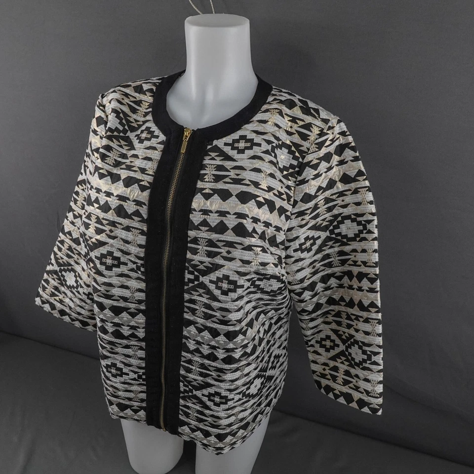 Blazer Roz Ali Mujer 1X Negro Dorado Azteca Artístico Declaración Cápsula Fuerte Lujo Foto 3 de 4