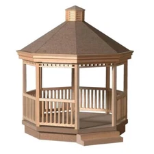 Dollhouse KIT Gazebo Patio Deck with Railings Wood DIY 1:12 Scale Miniature