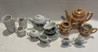 4 Child Tea Sets-Japan Luster Look & Flowery &2 Partial Sets-White & Blue& White