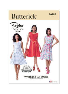 Butterick Schnittmuster B6985 Misses  Retro Vintage 70er Jahre Wickelkleid