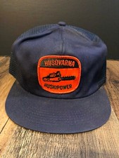 Vintage K Products USA Husqvarna Chainsaws Hat Cap Patch Snapback Trucker RARE