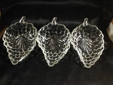 Set of 3 Clear Federal Glass Grape Individual Relish Dishes