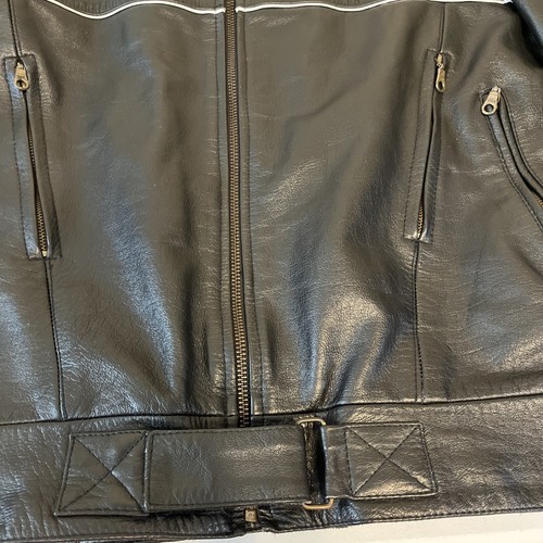 Giacca moto uomo pelle nera cerniere foderata rete cappotto morbido resistente bella - Foto 7 di 23