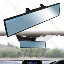 UNIVERSAL FLAT 300MM WIDE BROADWAY BLUE TINT INTERIOR CLIP ON REAR VIEW MIRROR