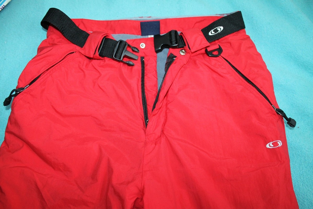 Salomon Red Ski Pants Mens Snowboarding Skiing Salopettes
