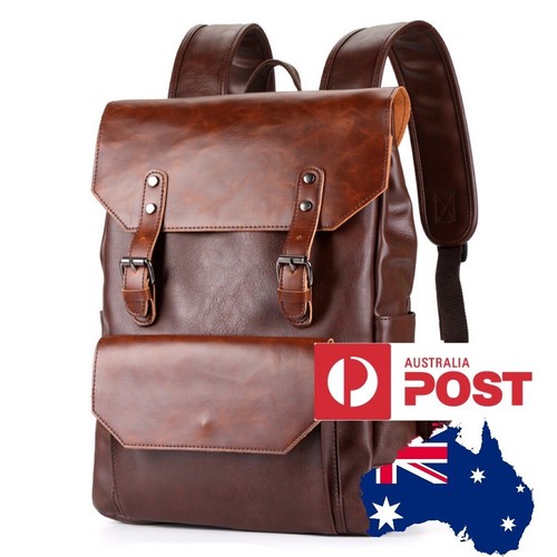 Man's leather Vintage Backpack Computer 