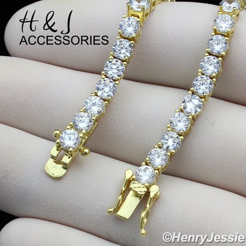 1 Row Tennis Chain Necklace 16-30" - 14K White Gold Plated With Icy CZ Stones For Men & Women