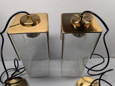 #ad Modern 2 Separate Lights Brass Mini Pendant Water Glass Hanging Lights READ $119.98