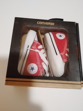 CONVERSE Chuck Taylor ALL STAR CANVAS RED/White BABY Crib SHOES IN Box Size 1