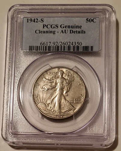 1942 S Walking Liberty Half Dollar Genuine - AU Details PCGS Toned