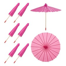 6 Pcs Paper Umbrellas ,8" Paper Parasol Umbrella for Craft,Rose Red