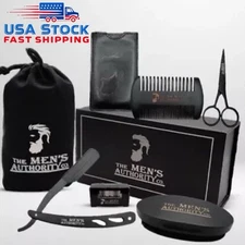 Beard Kit for Men, Beard Grooming Kit Boar Bristle Brush, Comb, Razor Growth Kit