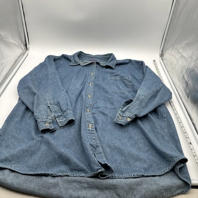 VTG North Crest Denim Button Down Shirt Light Blue 26 28
