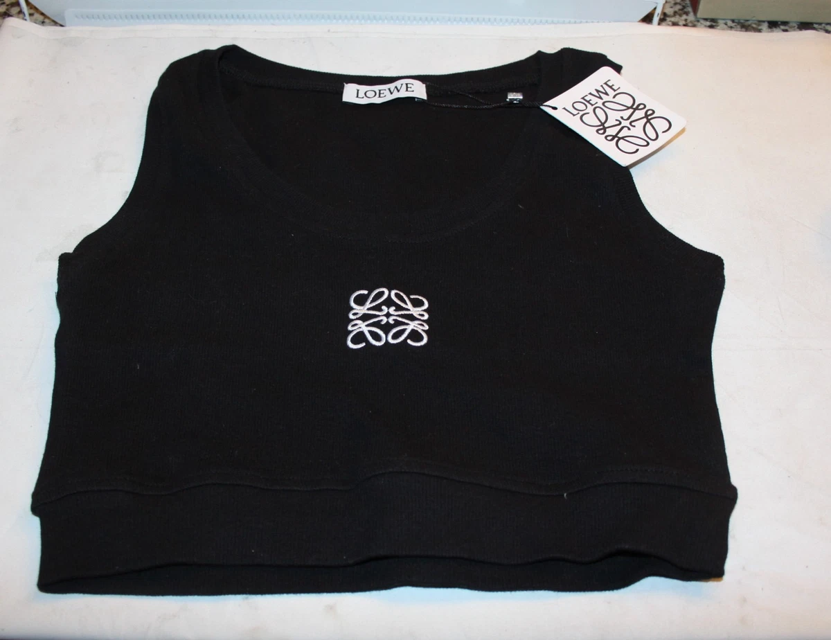 LOEWE ブラック タンクトップ XS Anagram tank top in stretch viscose Black - LOEWE USA Official Website
