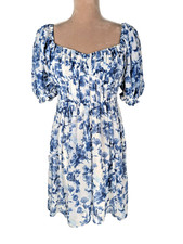 Abercrombie & Fitch Corset Dress Sz S Blue Toile Chiffon Cottagecore Milkmaid