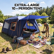 10 Person Camping Tent 3500mm Waterproof Double-Layer Windproof Tent Family Tent
