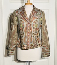Coldwater Creek Wearable Art Southwestern Aztec Embroidered Jacket Size 10