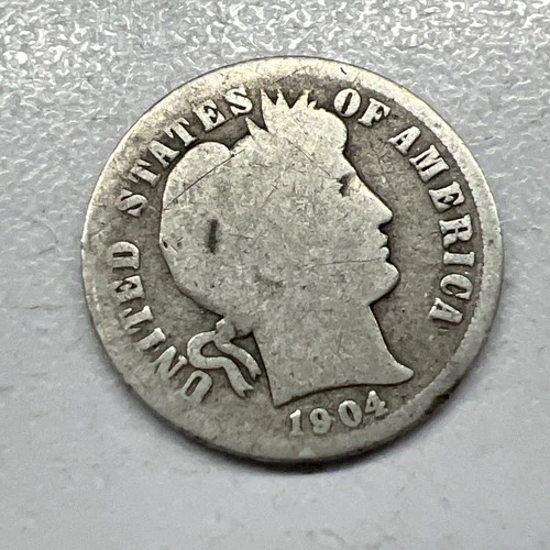 1904 Barber Liberty Head Dime 90% silver Actual coin Worth To Fill A Spot