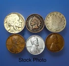 Lot Indian Head Cent, Liberty V & Buffalo Nickel, Steel & 2 Pennies-Mixed Dates