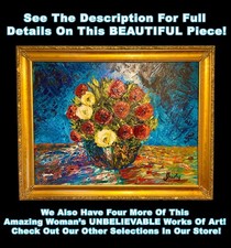 Dipinti ad olio dipinti a mano Icona femminista Judy Kaplan - fiore e vaso